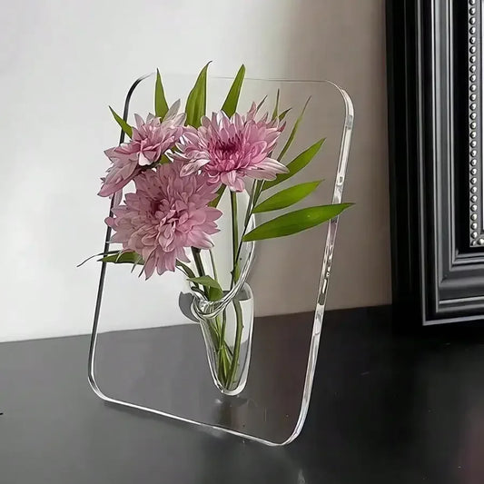 Frame Flower Vase - Clear Acrylic Vase for Flowers, Modern Art Vases for Home Decor, Decorative Vases for Desktops Bookshelf - Urbizia