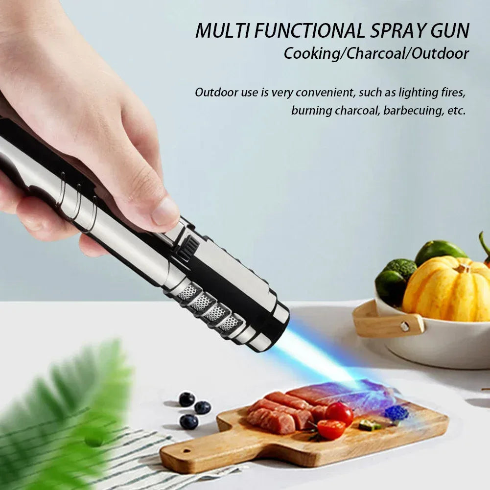 Torch Lighters Straight Jet-Flame Butane Lighter 18cm Portable Brightfire with Lock for Camping BBQ Cooking - Urbizia