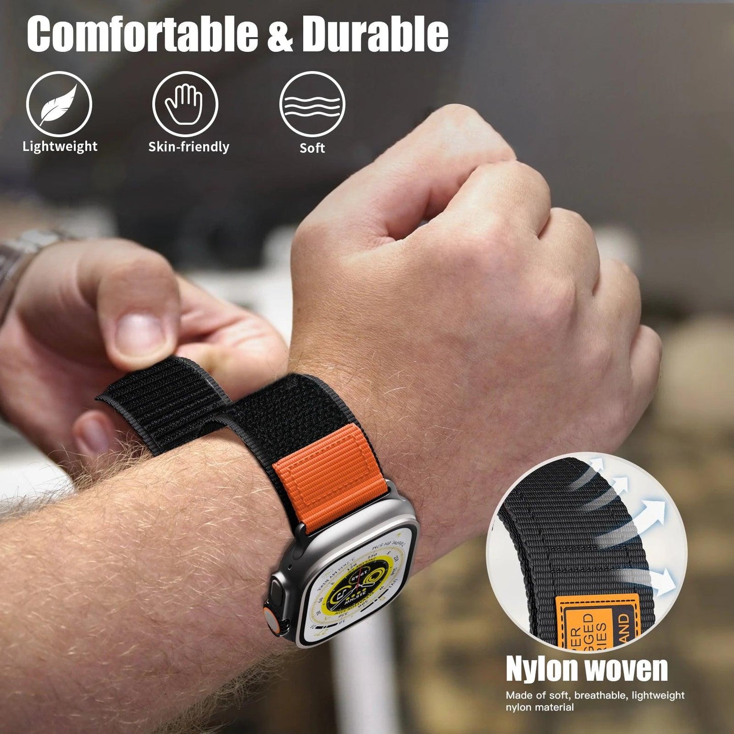 Strap for Apple Watch Band 45mm 44mm Ultra 49mm  42mm 44 45mm Wide Nylon Iwatch Series 9 Se 8 2 Correa Bracelet