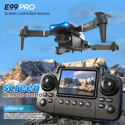 2026 Upgraded E99 PRO MAX Foldable Drone with Dual Camera 4K HD, Screen Remote Control, 2 Batteries 40Min Flight Time, One Key Return, LED Lights, Mini RC Quadcopter for Adults Beginners, Black Friday Christmas Gift