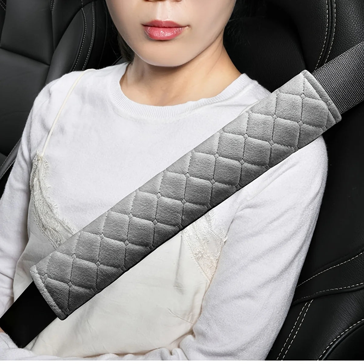 1 PC, Short plush shoulder guard for car seat belts, solid color, comfortable and extended shoulder guard