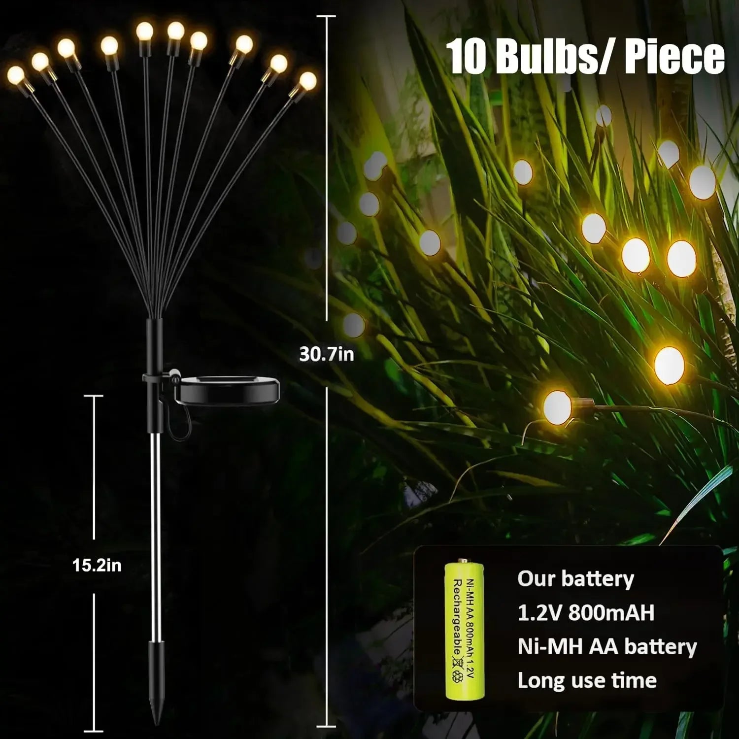 Garden Lights-New Upgraded Solar Powered Firefly Lights Outdoor Waterproof Vibran Garden Lights for Decorationi - Urbizia
