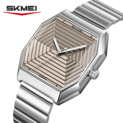 SKMEI 9393 Fashion Quartz Watch Unique Design Stainless Steel Men's Wristwatches Elegant Watches for Men relógios masculino