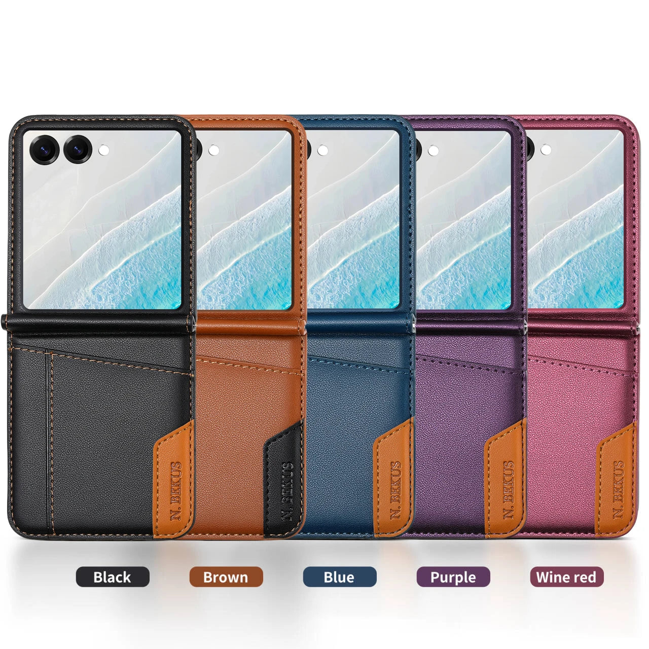 Flip Leather Phone Case For Samsung Galaxy Z Flip 8 7 FE 6 5 4 3 5G Flip7 Flip8 Wallet Card Holder Phone Bag Book Cover Etui
