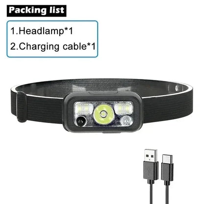 Rechargeable LED Sensor Headlamp with 5 Lighting Modes – Outdoor, Fishing - Urbizia