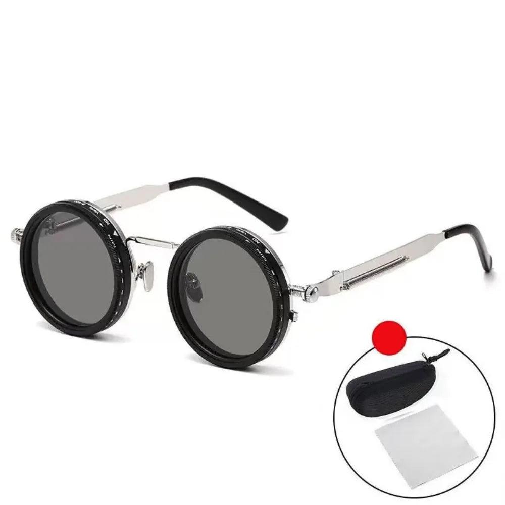 ND9 Anti-UV Sunglasses Round 9 Level Dimming Adjustable Dimming Sunglasses Retro with Glasse Case Outdoor Eyewear Fishing