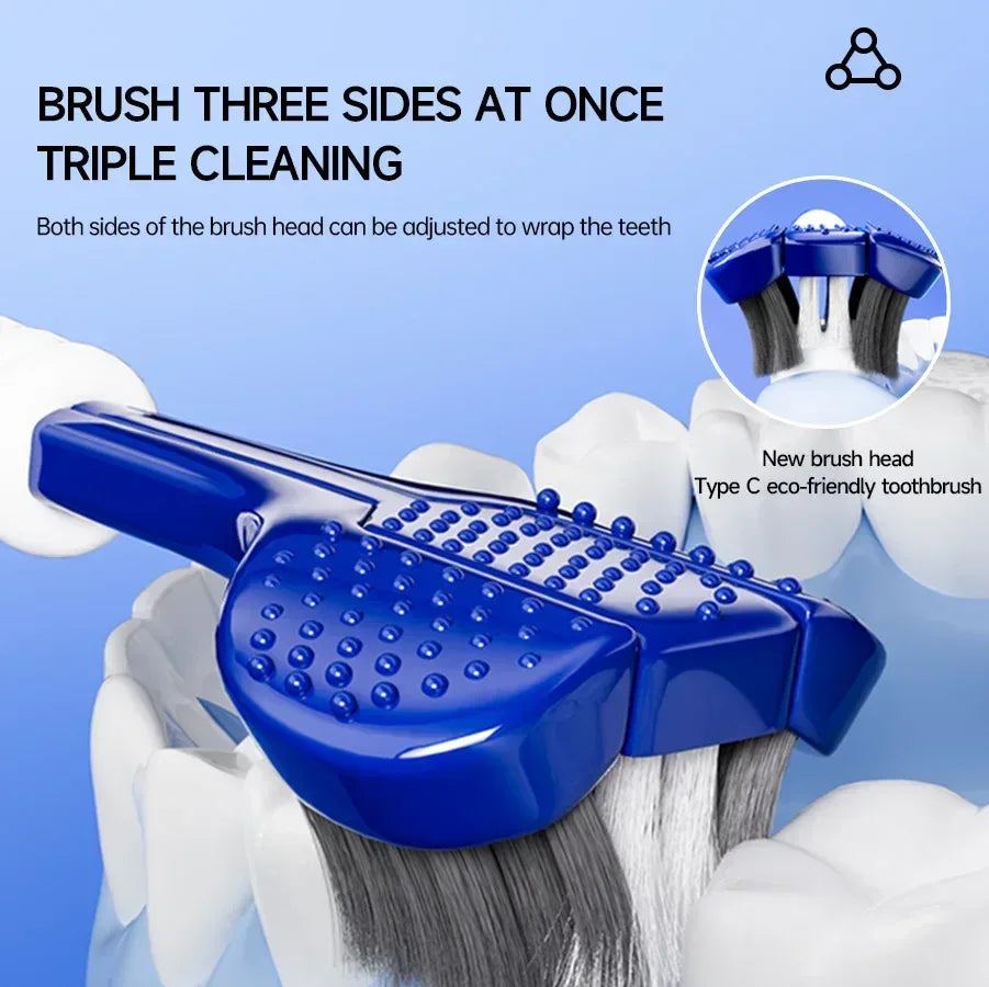 3D Manual Toothbrush 6pcs Three sided U-shaped Soft Toothbrush for Comprehensive Oral Cleaning for Adults, Men and Women, Coup - Urbizia