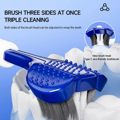 3D Manual Toothbrush 6pcs Three sided U-shaped Soft Toothbrush for Comprehensive Oral Cleaning for Adults, Men and Women, Coup - Urbizia