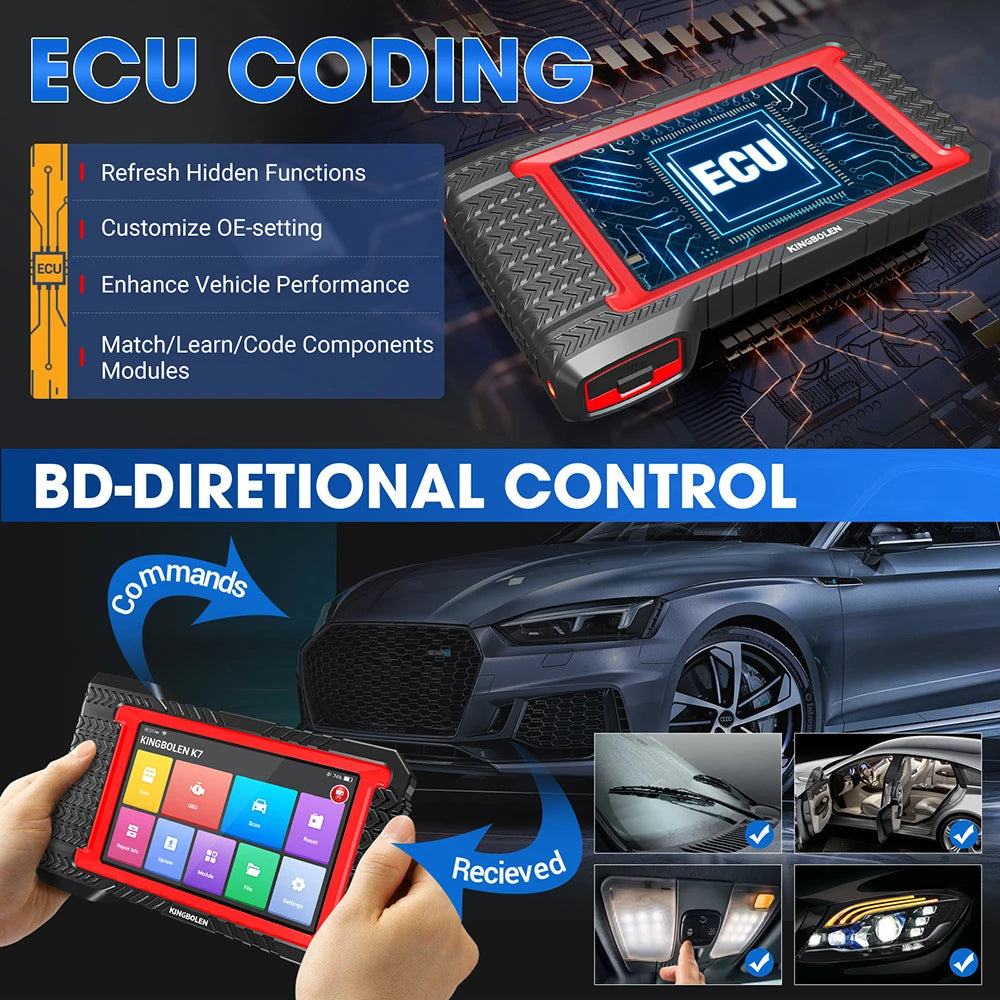 Lifetime Free Update KINGBOLEN K7 ALL System Car Diagnostic Tools ECU Coding Active Test 28 Resets PK LAUNCH X431 CRP919E BT
