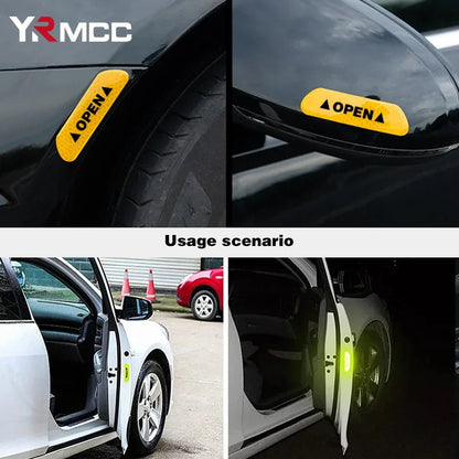4PCS Reflective Car Door Sticker Safety Opening Warning Reflector Tape Decal Car Accessories Exterior Interior Reflector Sticker - Urbizia
