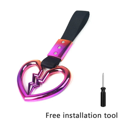 Colorful Car Tow Strap Tsurikawa Ring Heart JDM Train Bus Handle Hand Strap Styling Drift Charm Strap Auto Accessories