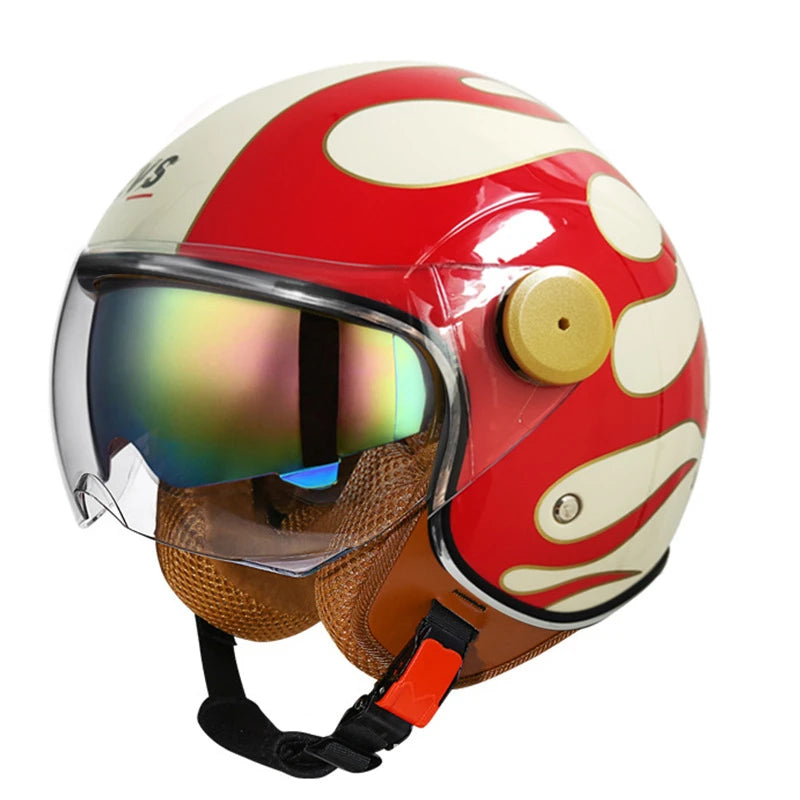 Sevs Open-Face Motorcycle Helmet with Visor