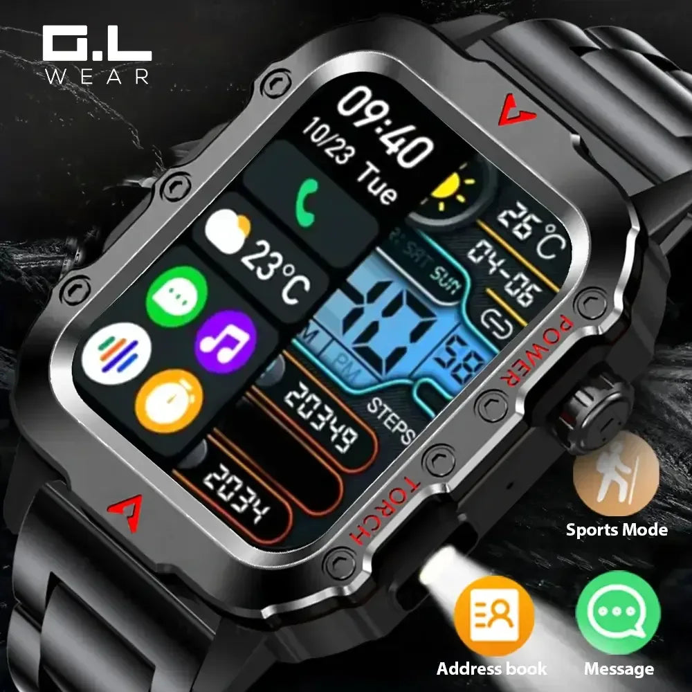 G.L Wear 2025 New Sports Smart Watch Bluetooth Talk LED Flashlight Multi-function Outdoor Sports Smart Watch for Men Women - Urbizia