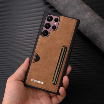 Retro Card Holder Phone Case for Samsung Galaxy S26 S24 S25 Ultra S23 S21 FE S22 S20 Plus Note 20 10 + Wallet PU Leather Cover
