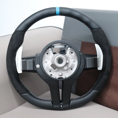 Blue Stripe Steering Wheel For BMW F30 F33 F34 F36 F10 F07 F12 F15 F16 F25 F26 F20 F22 F23 For Alcantara Wheel Modify Upgrade