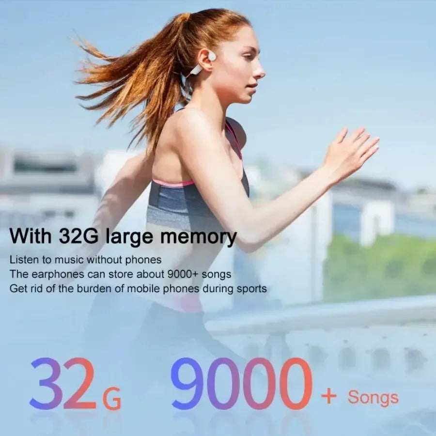 IPX8 Waterproof Swimming Diving Bone Conduction Headphone Bluetooth 5.3 Bass Wireless Headset MP3 (32G) Player fitness Earphone - Urbizia