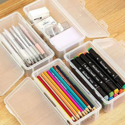 Multifunction Pen Case Clear Plastic Pencil Boxes Portable Mount Storage Pen Box For Oil Pastel Crayon Stationery Organizer Bag