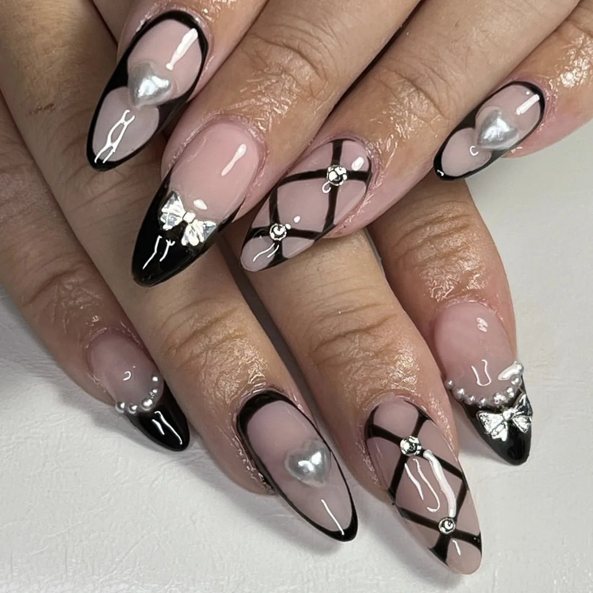 Black Cool Fake Nails – Halloween Bat Press on Nails