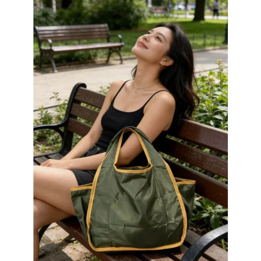 Reusable Grocery Bag Foldable Shopping Bag with Pocket Extra Wide Handle Portable Durable Washable Tote Bags for Women