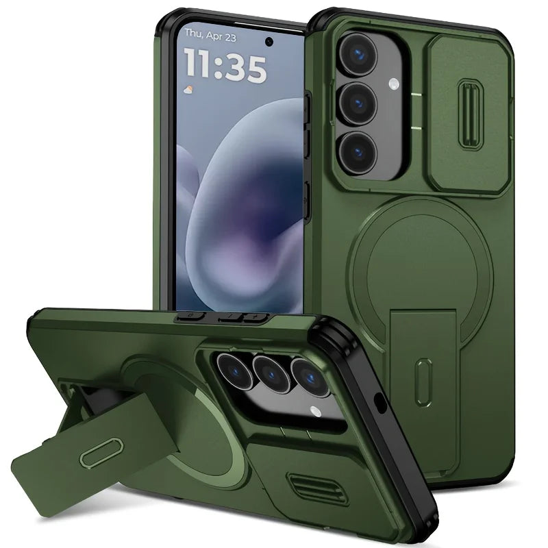 Camera Protection Magnetic Stand Holder Case for Samsung S26 S25 S24 Plus S25FE S23 Ultra A57 A56 A55 A36 A16 Shockproof Cover