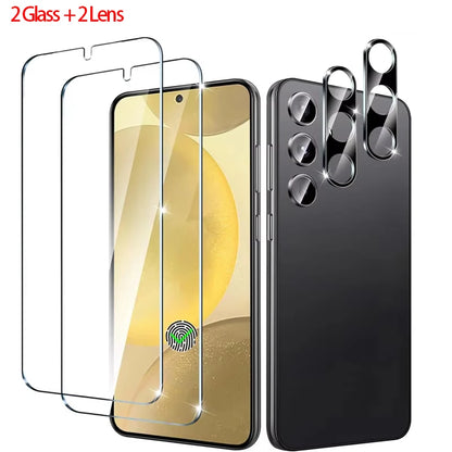 2+2 Fingerprint Scanning Glass for Samsung S25 S26 S24 S23 S22 S21 Screen Protector for Galaxy S25 Ultra Camera Protector S24 FE