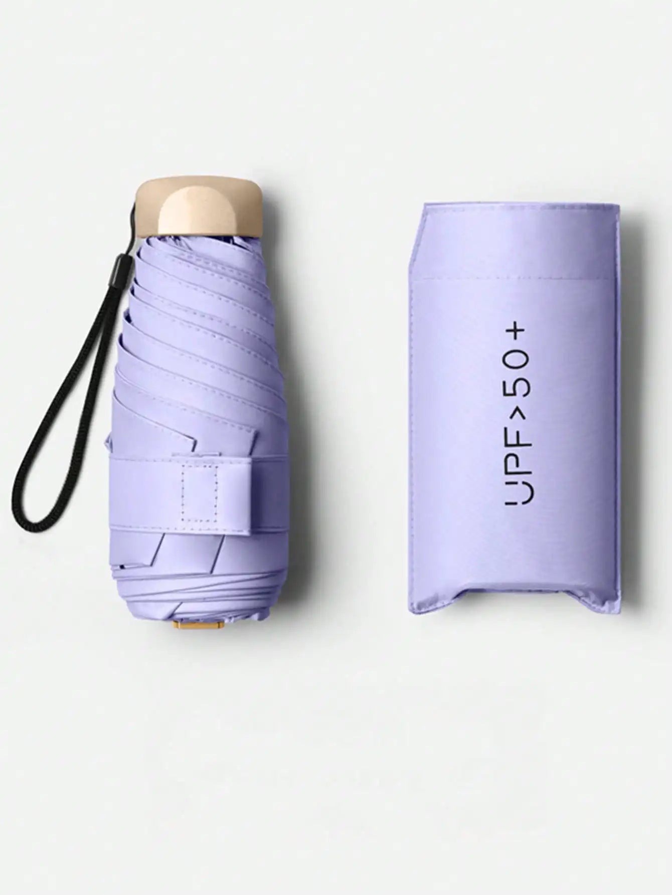 1pc Lightweight Portable Travel Umbrella, Waterproof, Manual Open/Close, 6 Reinforced Ribs, UV Protection Sunshade, Unisex (Due To Batch Differences, The Umbrella Fabric, Rib Color, English Letter Pattern Design, Button Shape