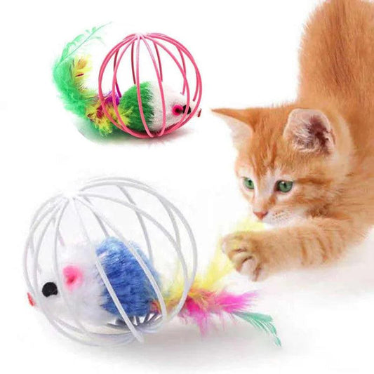 Interactive Mouse in Cage Cat Toy – No Battery Needed