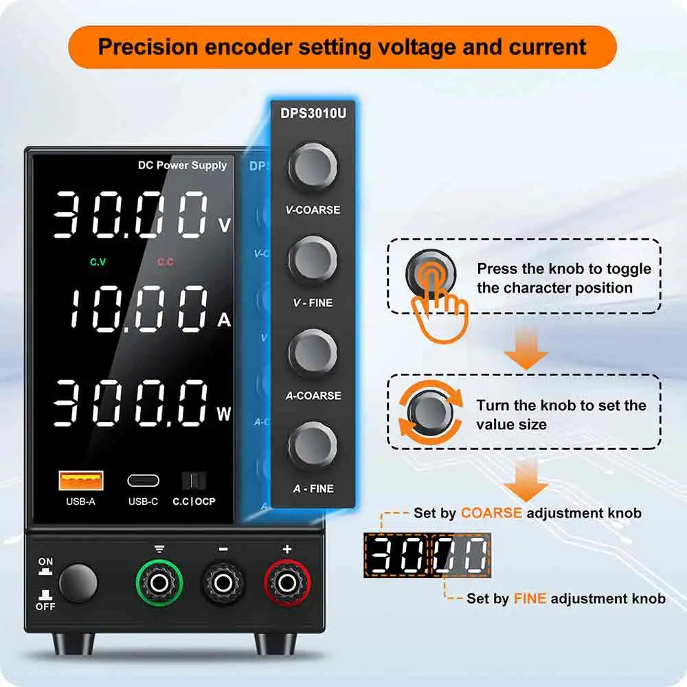 Wanptek Adjustable DC Power Supply 30V 5A 10A 60V 120V 3A Laboratory Bench Power Source Switching Stabilized LCD Power Supply Regulator