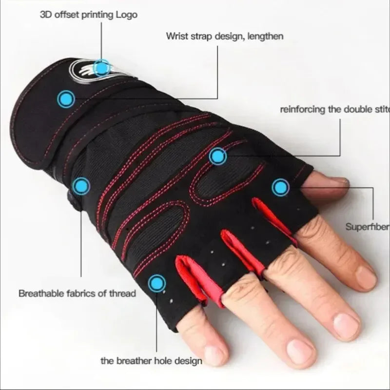 Fitness Half Finger Gloves Men And Women Wrist Guard Sports Dumbbell Riding Non Slip Horizontal Bar Exercise Training - Urbizia