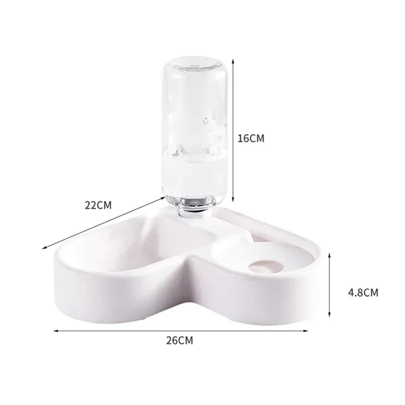 Automatic Drinking Love Pet Bowl Moisture-proof Cat Bowl Dog Basin Dual-use Multi-functional Drinking And Feeding - Urbizia