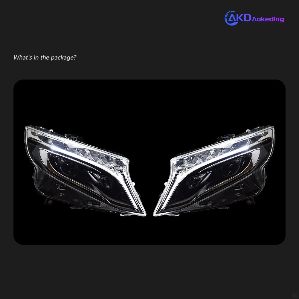 AKD Car Styling LED Head Lamp for Mercedes-Benz  Vito Headlights 2015-2022 W447  Headlight LED DRL Projector Lens Dynamic Auto Accessories