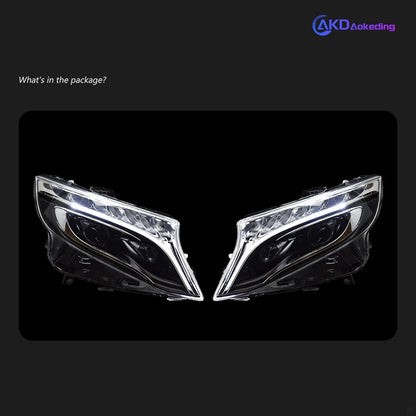AKD Car Styling LED Head Lamp for Mercedes-Benz  Vito Headlights 2015-2022 W447  Headlight LED DRL Projector Lens Dynamic Auto Accessories