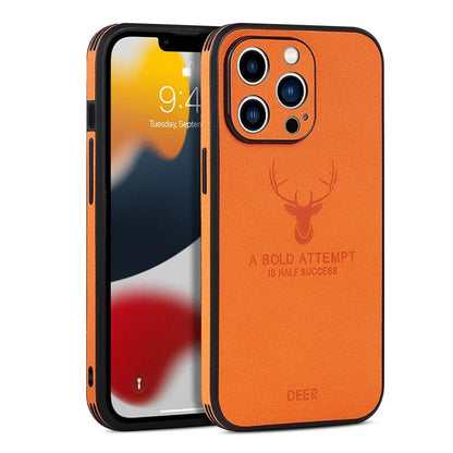 Leather Bumper iPhone Case with Deer Head Design
