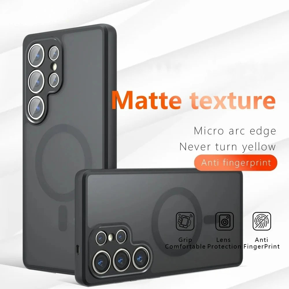 Luxury Magnetic Matte Phone Case For Samsung Galaxy S26 Ultra Case S26+ S26ultra S26Plus Full Lens Protect Wireless Charge Cover