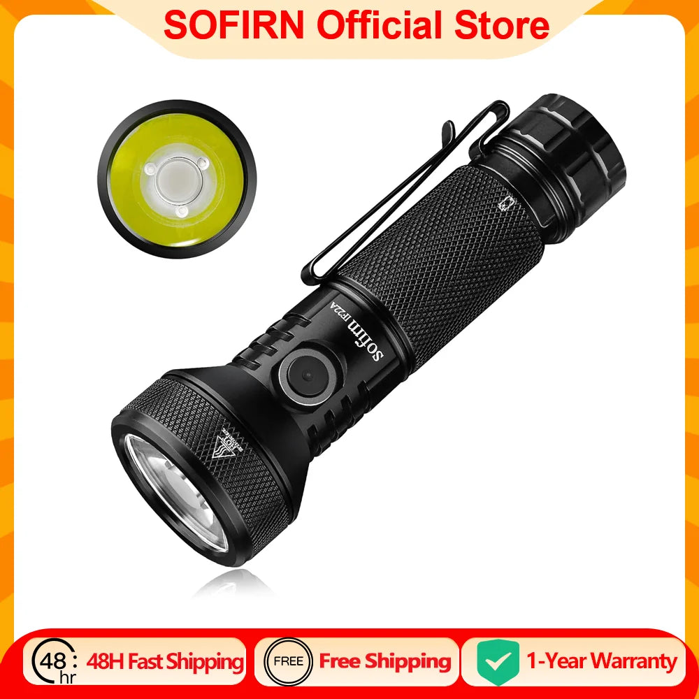Sofirn IF22A 2100lm Flashlight 21700 Powerful Light SFT40 LED 629M Long Range USB C Rechargeable Charging  Throw Torch