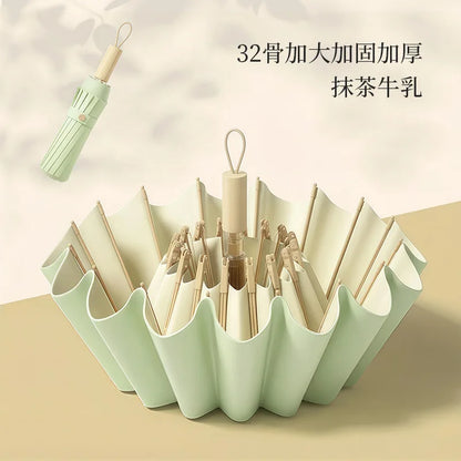 UV UPF50+ Protection Folding Sun Umbrella Women, Windproof 16 Bone, Color Glue Sun Protection Parasol Rain and Shine Umbrellas
