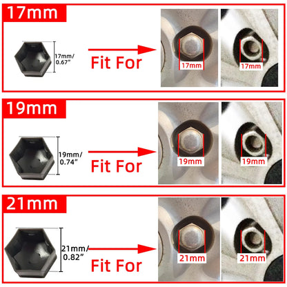 YONGRUN 20PCS 17/19/21mm Automotive Wheel Hub Screw Cover Black Plastic Dustproof Rust Proof Nut Protective Cover Tire Accessori
