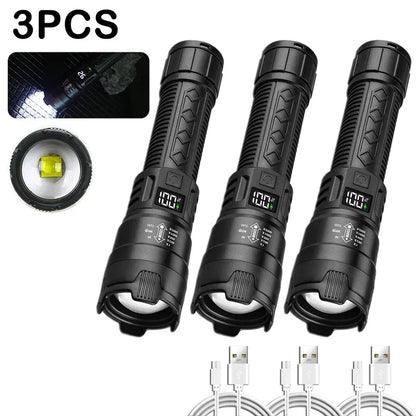 High Power 2000LM LED Flashlight Built-in Battery USB Rechargeable Strong Light Tactical Torch Outdoor Camping Hiking Lantern - Urbizia