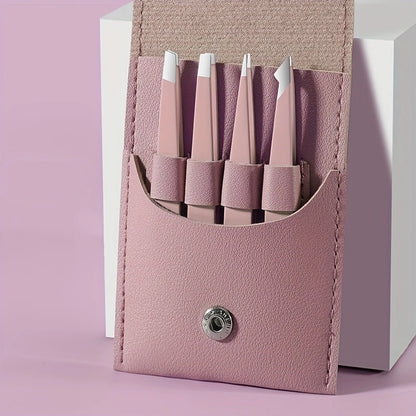 Ouriner 4‑Piece Stainless Steel Eyebrow Tweezers Set