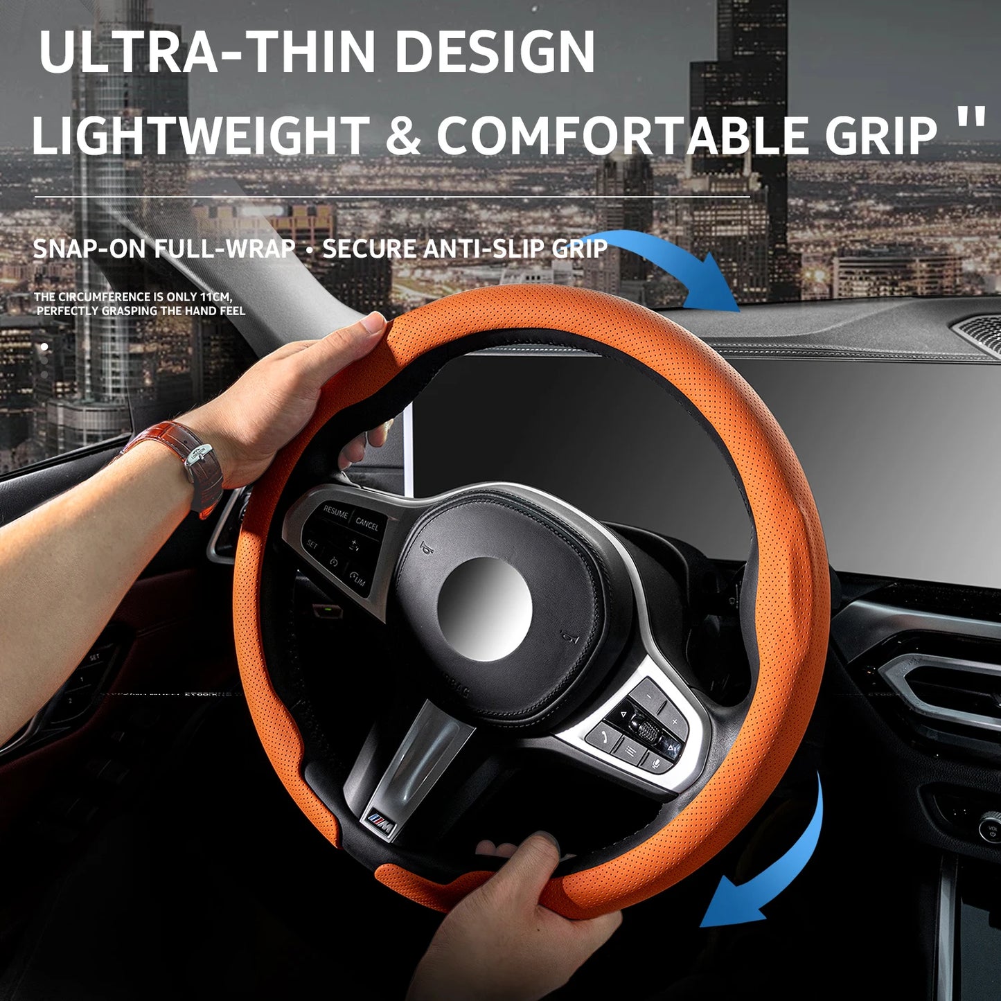 2026 New Ultra-Thin Car Steering Wheel Cover All-Season Universal  Anti-Slip Sweat-Absorbent Suede Nappa Automotive Interior