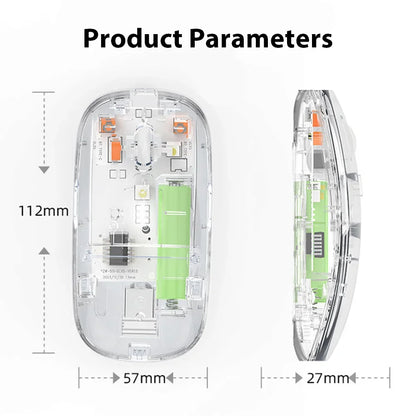 Bluetooth Mouse 2.4G Wireless Mouse Dual-Mode Transparent Mouse 1600 DPI Silent Mouse Rechargeable Mice for PC Laptop Macbook