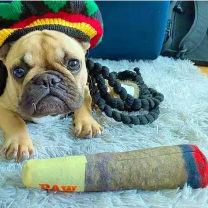Funny Interactive Dog Toys - Cigar Design Plush Squeaky Pet Toys Grinding Teeth Creative Chew Toy For Small Medium Dog - Urbizia