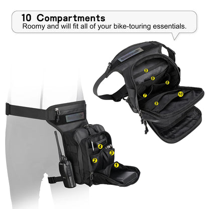 Rhinowalk Motorcycle Waist Bag 3L Leg Bag Thigh Hip Bum Beltleg Fanny Pack Travel Riding Crossbody Multifunctional Shoulder Bag