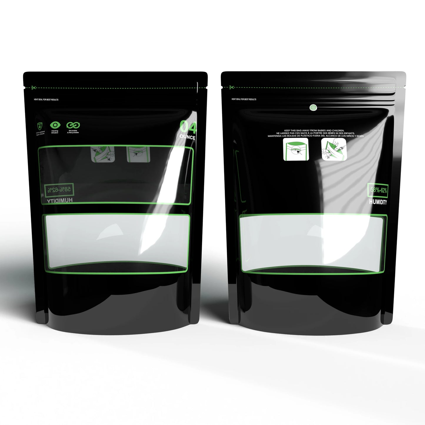 1/8 Ounce~1 Pound Lock & Seal Storage & Curing Bags 58%-62% RH Terp Cultivation Pouches Heat Sealable Child Resistant