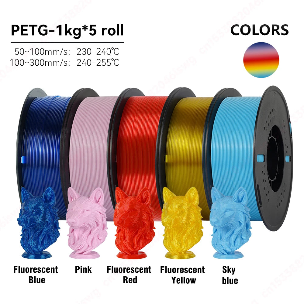 KINGROON 5/10KG PETG 3D Printer Filament 1.75mm +/- 0.03mm 3D Printing Filament Neatly Wound Filament Vacuum Packing Fast Shippi