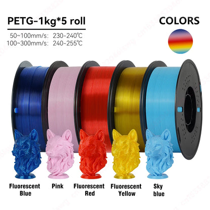 KINGROON 5/10KG PETG 3D Printer Filament 1.75mm +/- 0.03mm 3D Printing Filament Neatly Wound Filament Vacuum Packing Fast Shippi