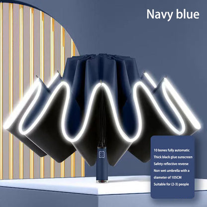 Lenovo Umbrella Windproof Strong With Reflective Stripe Reverse Automatic Fold Umbrella UV Umbrella Insulation Portable Parasol