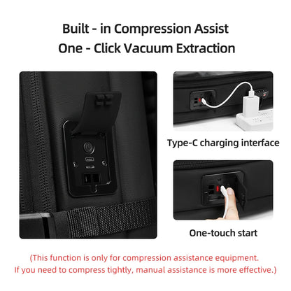 Men Travel Backpack One Click Start Pump Vacuum Compression Laptop Backpack Hiking Business 60L Extended Mountaineering Backpack