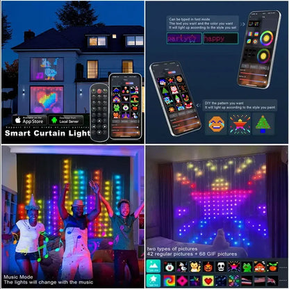 LED Smart Curtain Lights – App-Controlled RGB Fairy Lights with DIY Music Display