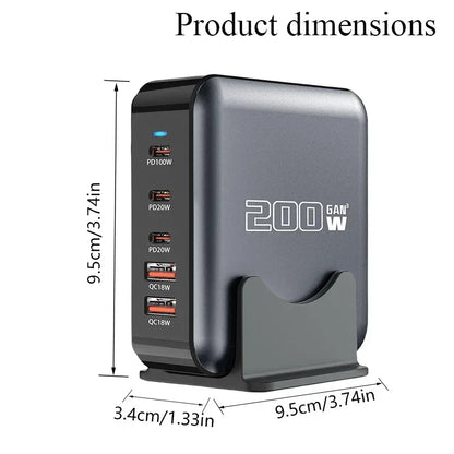 High efficient desktop fast charge 200W gallium nitride charger, fast, safe, convenient, the perfect combination of power and sp - Urbizia